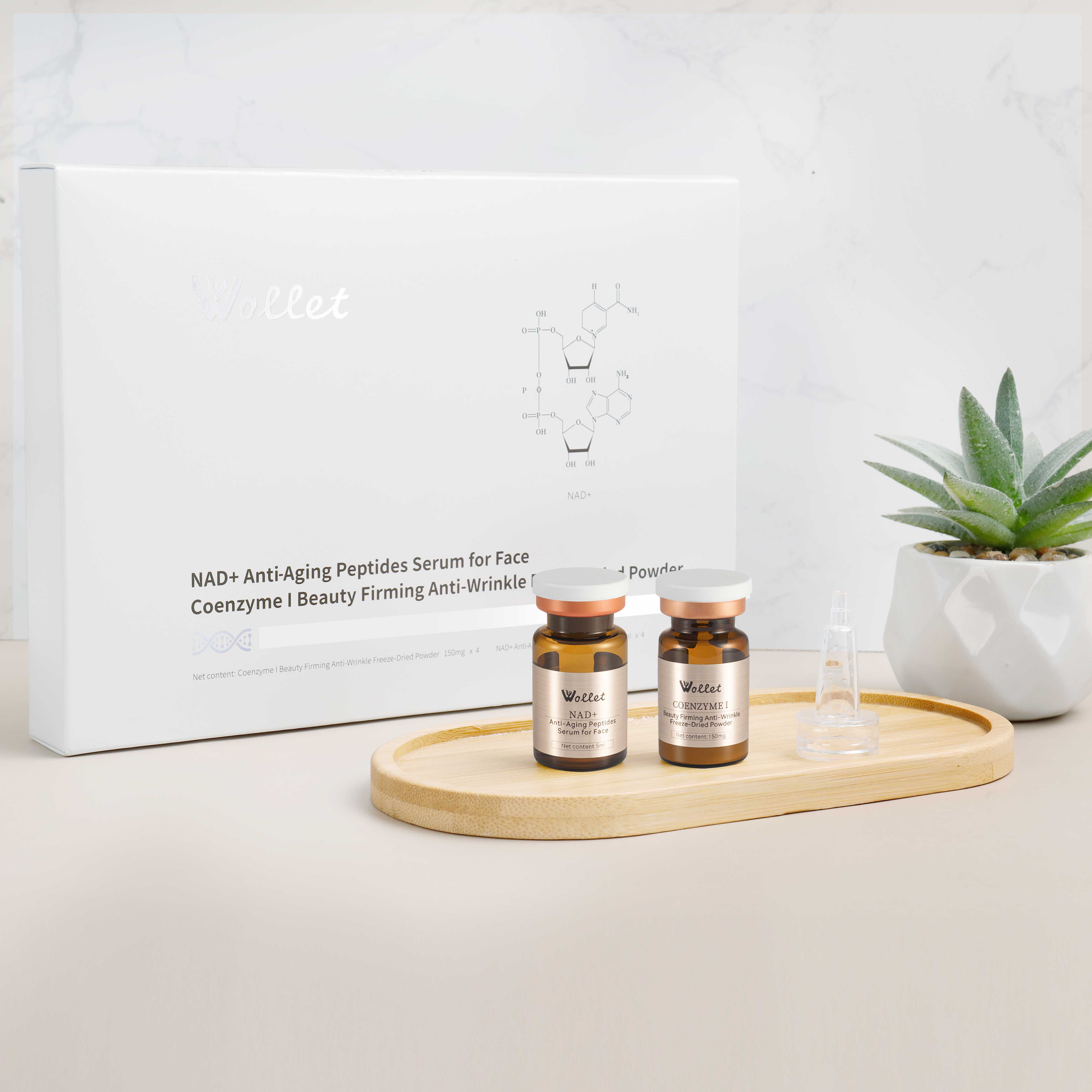 NAD+ Nicotinamide Riboside Anti Aging Serum with Collagen Peptides – Brightening, Wrinkle Repair & Firming | Freeze-Dried, Dual-Chamber, Fragrance-Free